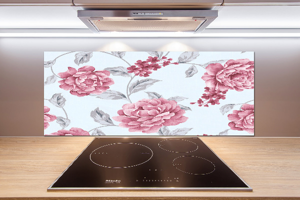 Rivestimento parete cucina con motivo di peonie