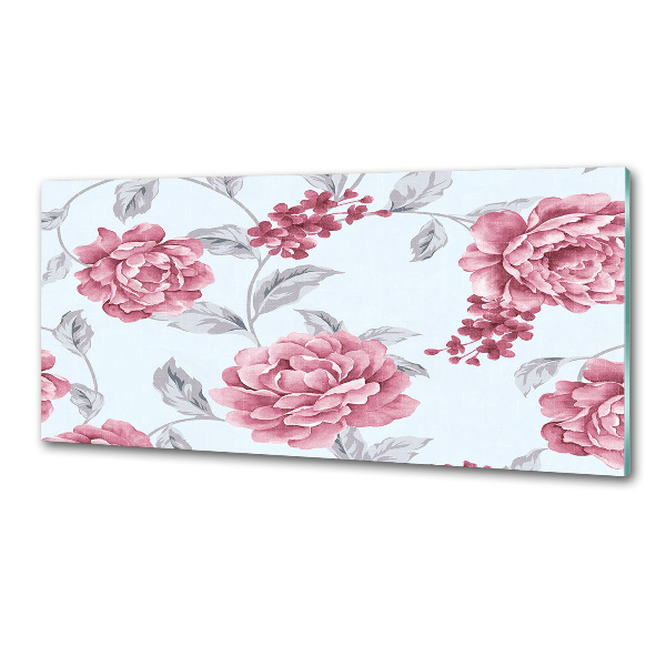 Rivestimento parete cucina con motivo di peonie