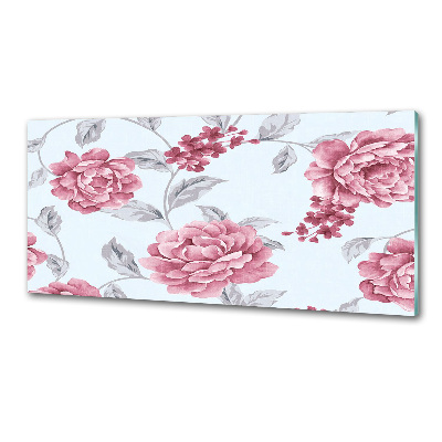 Rivestimento parete cucina con motivo di peonie