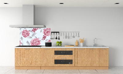 Rivestimento parete cucina con motivo di peonie