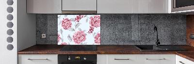 Rivestimento parete cucina con motivo di peonie