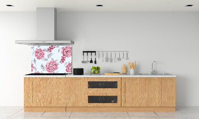 Rivestimento parete cucina con motivo di peonie