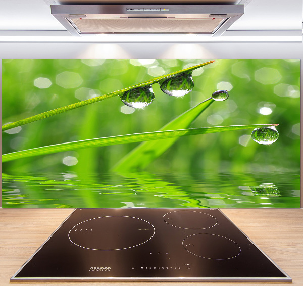 Rivestimento parete cucina con motivo Gocce sull'erba