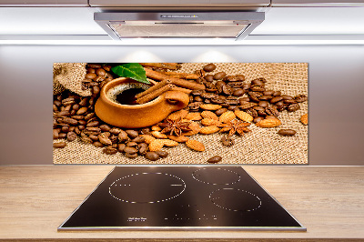 Rivestimento parete cucina con motivo di chicchi di caffè e tazza