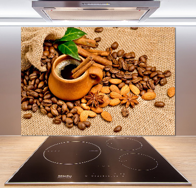 Rivestimento parete cucina con motivo di chicchi di caffè e tazza