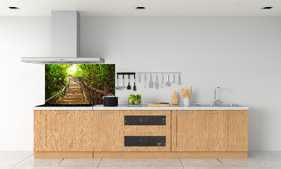 Rivestimento parete cucina con motivo scale nella foresta