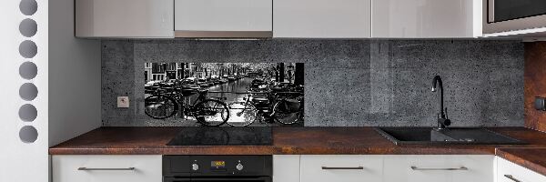 Pannello retrocucina con stampa di biciclette di Amsterdam