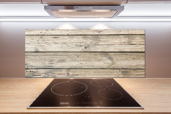 Pannello retrocucina con motivo in legno come sfondo