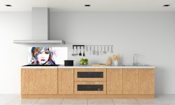 Rivestimento parete cucina con motivo volto di donna