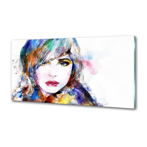 Rivestimento parete cucina con motivo volto di donna