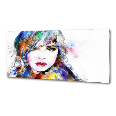 Rivestimento parete cucina con motivo volto di donna