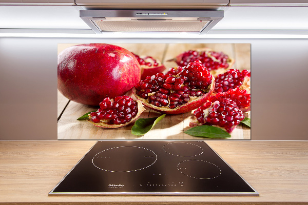 Rivestimento parete cucina con motivo di melograno e foglie