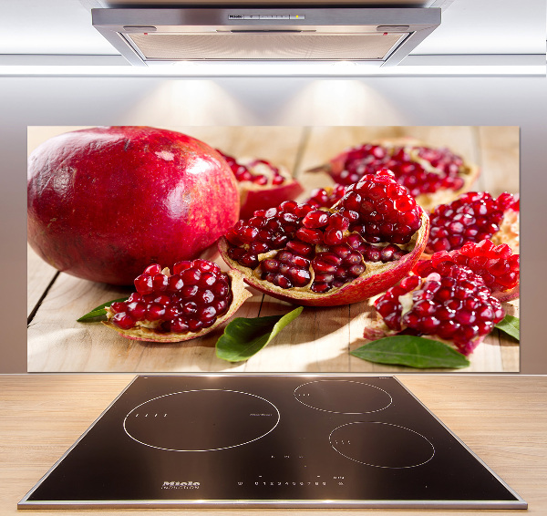 Rivestimento parete cucina con motivo di melograno e foglie