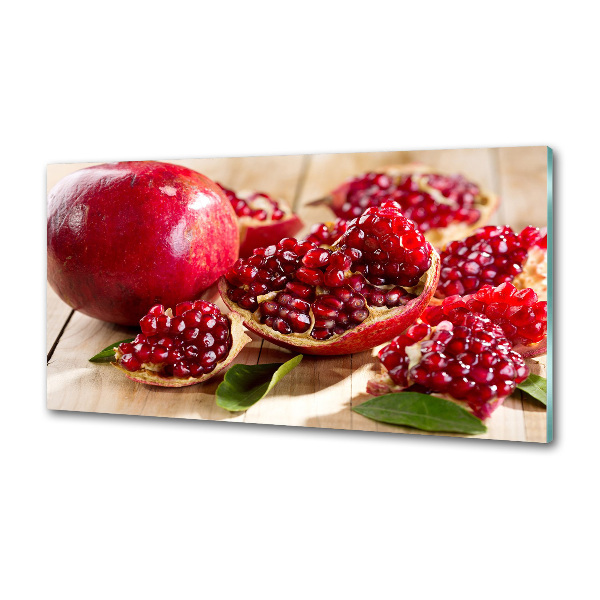 Rivestimento parete cucina con motivo di melograno e foglie