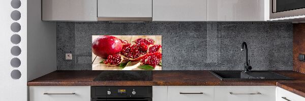 Rivestimento parete cucina con motivo di melograno e foglie