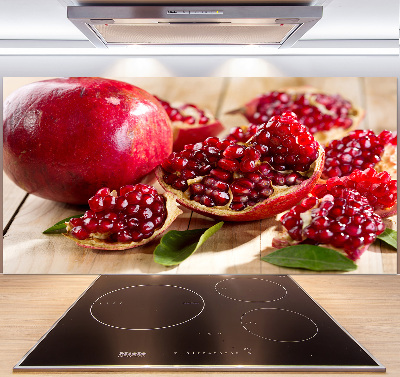 Rivestimento parete cucina con motivo di melograno e foglie