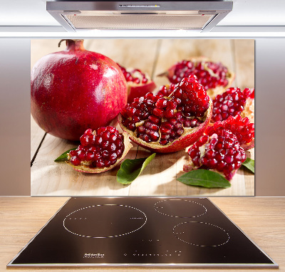 Rivestimento parete cucina con motivo di melograno e foglie