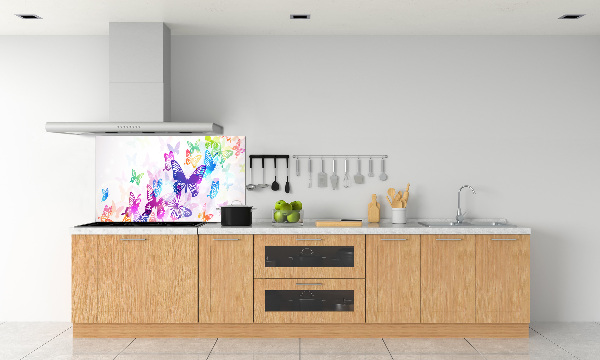 Rivestimento parete cucina con motivo di farfalle colorate