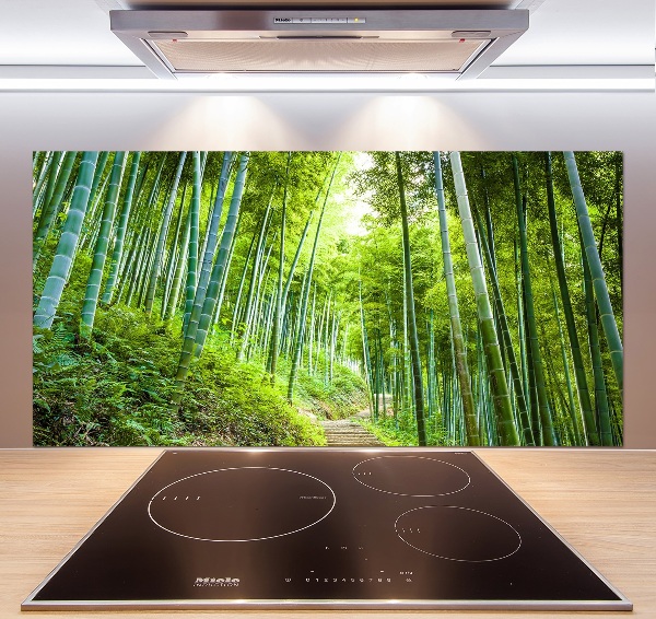 Rivestimento parete cucina con motivo foresta di bambù
