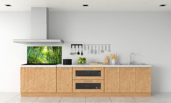 Rivestimento parete cucina con motivo foresta di bambù