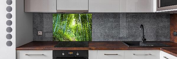 Rivestimento parete cucina con motivo foresta di bambù
