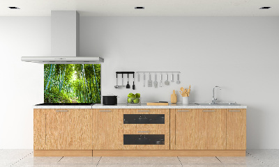Rivestimento parete cucina con motivo foresta di bambù