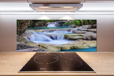 Pannello paraschizzi cucina con stampa a motivo di cascata nella foresta