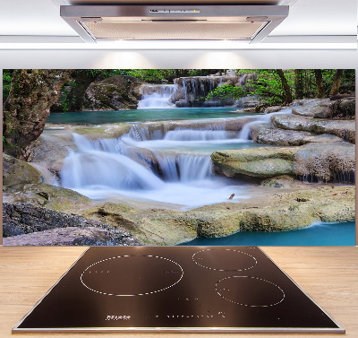 Pannello paraschizzi cucina con stampa a motivo di cascata nella foresta