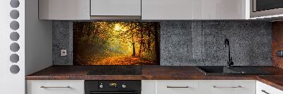 Rivestimento parete cucina con motivo Foresta in autunno