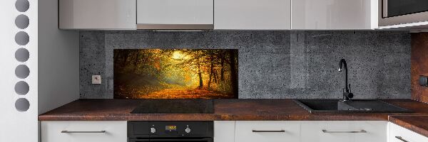 Rivestimento parete cucina con motivo Foresta in autunno