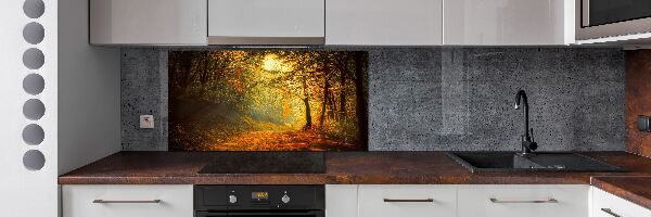 Rivestimento parete cucina con motivo Foresta in autunno