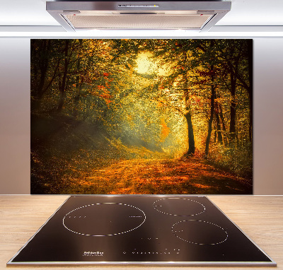 Rivestimento parete cucina con motivo Foresta in autunno