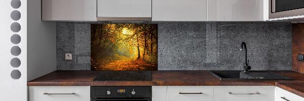 Rivestimento parete cucina con motivo Foresta in autunno