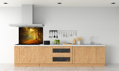 Rivestimento parete cucina con motivo Foresta in autunno
