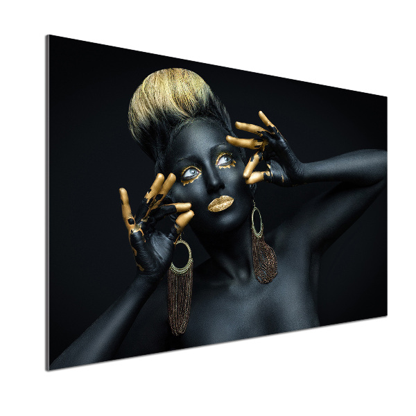 Pannello paraschizzi cucina con stampa di una donna in nero