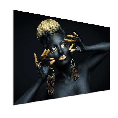 Pannello paraschizzi cucina con stampa di una donna in nero