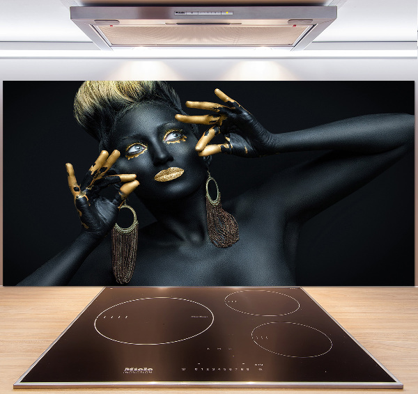 Pannello paraschizzi cucina con stampa di una donna in nero