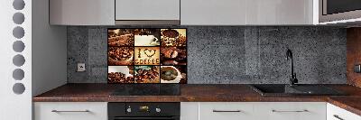 Pannello paraschizzi cucina con stampa a collage di caffè