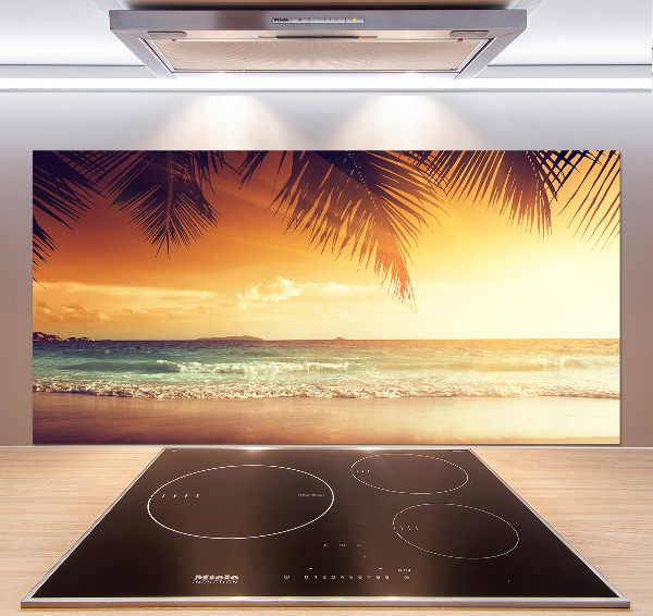 Rivestimento parete cucina con motivo spiaggia tropicale