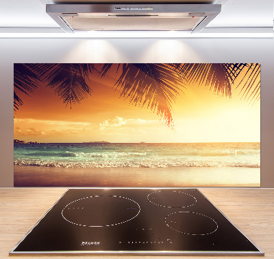 Rivestimento parete cucina con motivo spiaggia tropicale