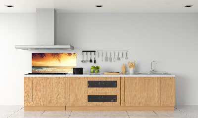 Rivestimento parete cucina con motivo spiaggia tropicale