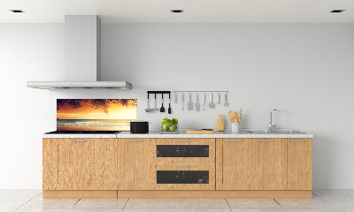 Rivestimento parete cucina con motivo spiaggia tropicale