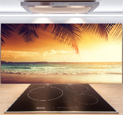 Rivestimento parete cucina con motivo spiaggia tropicale