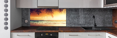 Rivestimento parete cucina con motivo spiaggia tropicale