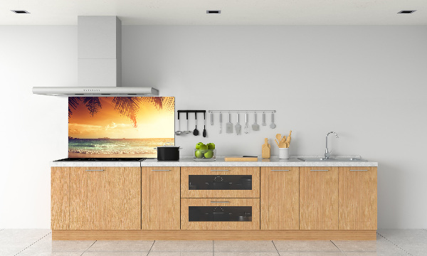 Rivestimento parete cucina con motivo spiaggia tropicale