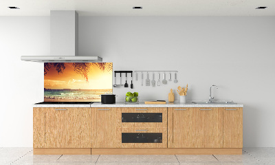 Rivestimento parete cucina con motivo spiaggia tropicale