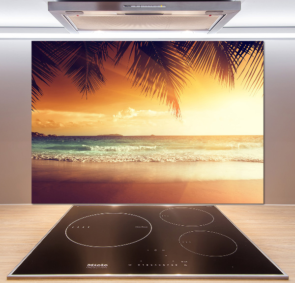 Rivestimento parete cucina con motivo spiaggia tropicale