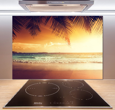 Rivestimento parete cucina con motivo spiaggia tropicale
