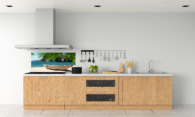 Pannello paraschizzi cucina con stampa raffigurante una barca sulla spiaggia