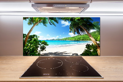 Pannello paraschizzi cucina con stampa a tema Spiaggia delle Seychelles